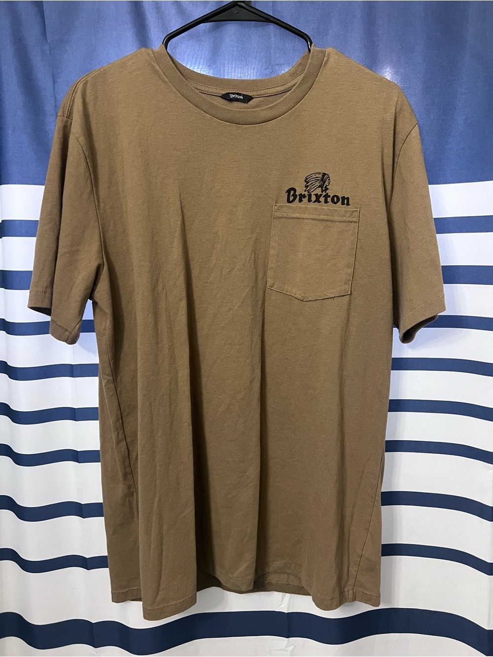 Brixton Men's Tan Chest Pocket Tee with Logo